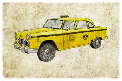 Papier peint  Taxi peint style Vintage