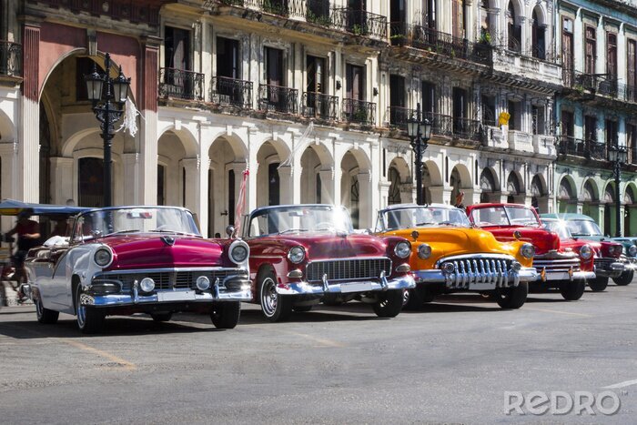 Papier peint  Taxis cubains rétro