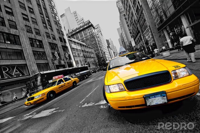 Papier peint  Taxis dans la rue 3D