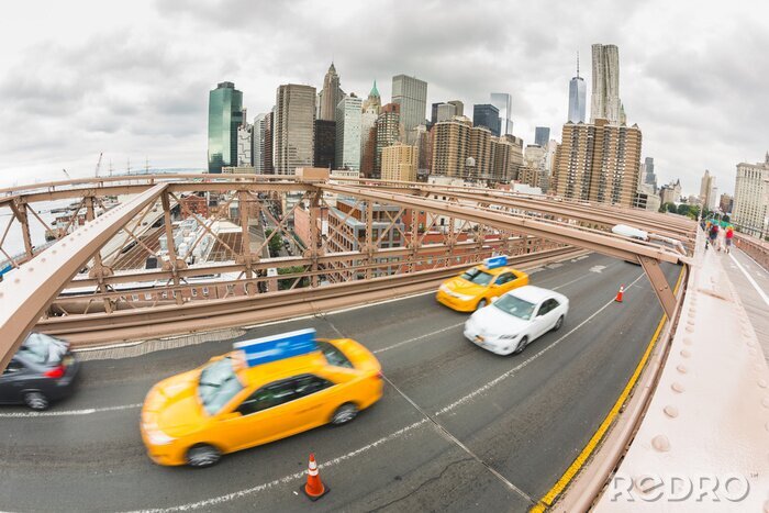 Papier peint  Taxis et Pont de Brooklyn