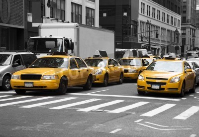 Papier peint  Taxis new-yorkais près d'un passage piétons