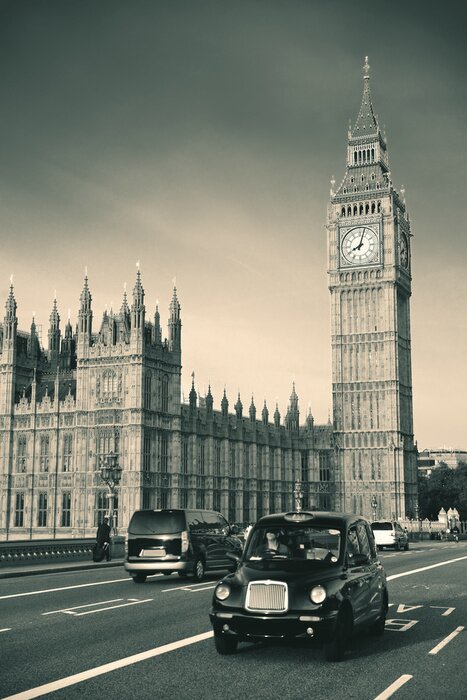 Papier peint  Taxis noirs et Big Ben