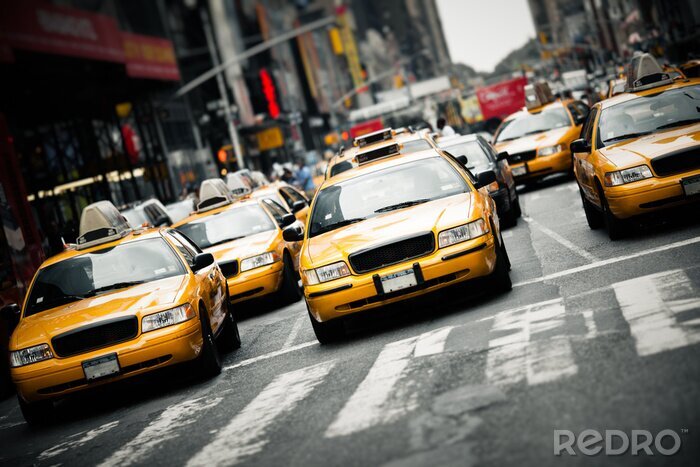 Papier peint  Taxis qui roulent avec un effet 3D
