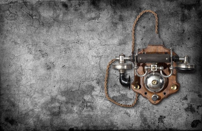 Papier peint  Téléphone rétro sur le mur