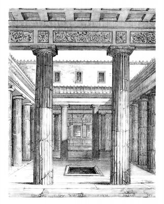 Papier peint  Temple avec des colonnes évoquant un croquis