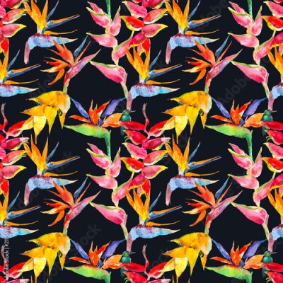 Papier peint  Tendance motif floral simple. Fleurs de calathea, strelitzia. Imprimé jungle tropicale. Fond répété pour textile, papier peint, surface, décoration d'été, affiches, invitation. Concept tropical