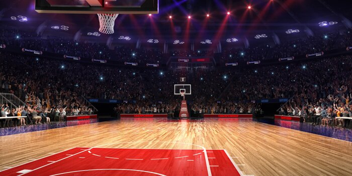 Papier peint  Terrain de basket éclairé