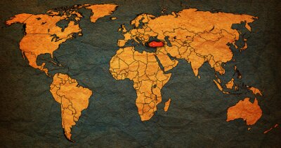 Papier peint  territoire de dinde sur la carte du monde