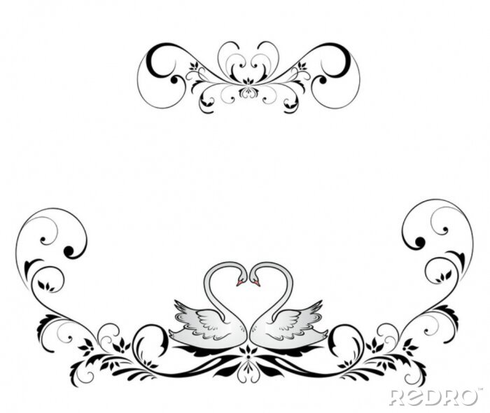 Papier peint  Tête de mariage avec des cygnes