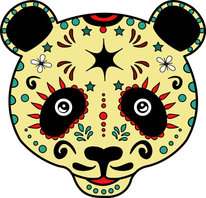 Papier peint  Tête de panda en couleur