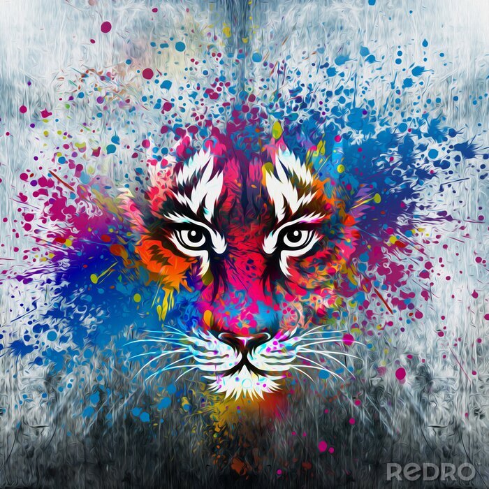 Papier peint  Tête de tigre peinture diffuse