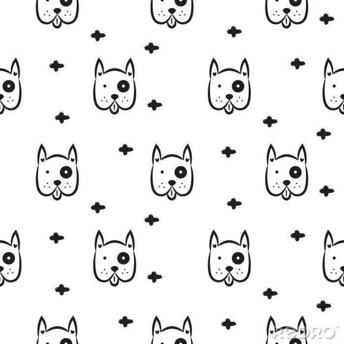 Papier peint  Têtes de chiens noirs et blancs avec des croix