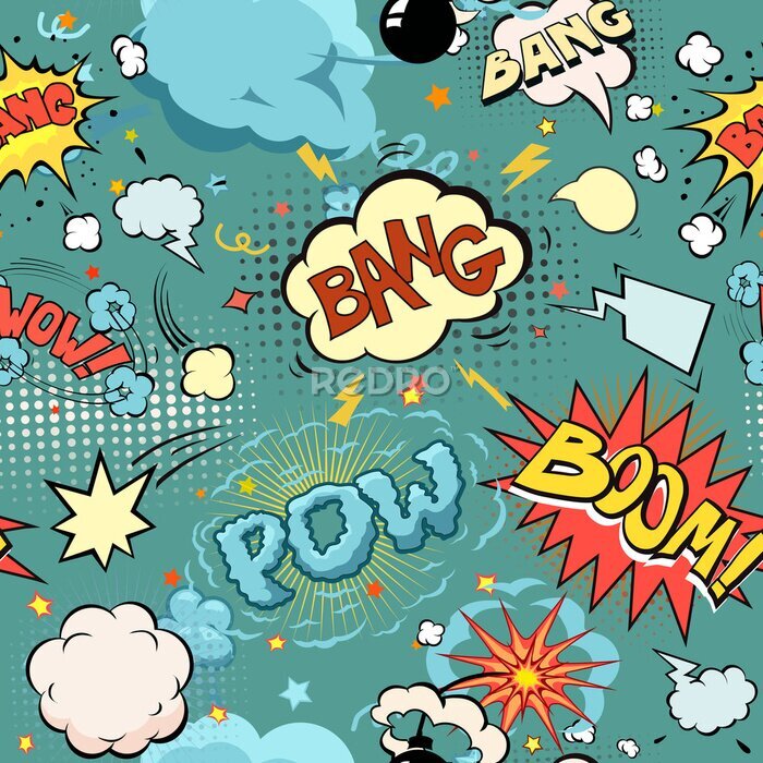 Papier peint  Texte et bulles façon bande dessinée