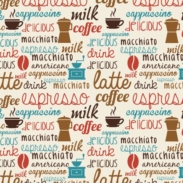 Papier peint  Texte et types de café