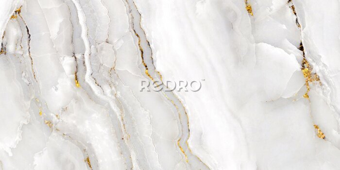 Papier peint  Texture de marbre blanc avec détails dorés