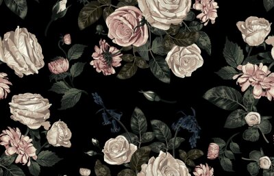 Papier peint  Texture florale noire