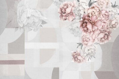 Papier peint  Texture géométrique avec des fleurs