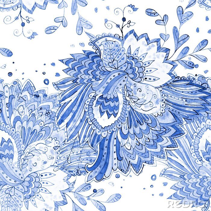 Papier peint  Texture sans soudure monochrome avec motif magique. la peinture à l'aquarelle