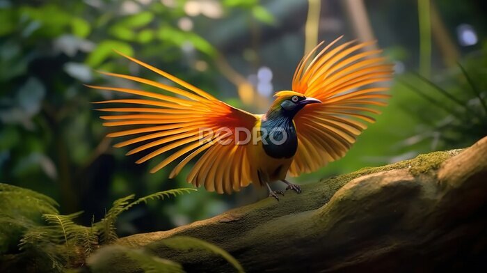 Papier peint  The Beauty of the bird of paradise. Generative Ai