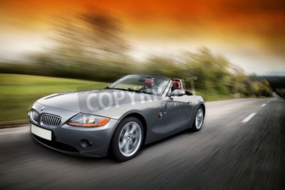 Papier peint  The BMW Z4 E89is a rearwheel drive sports car by the German car maker BMW man driving Z4 fast on the karst road in Slovenia EU