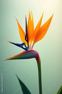 Papier peint  The Strelitzia flower, commonly known as the bird of paradise, has a vibrant and exotic appearance on transparent backgrounds._00002_