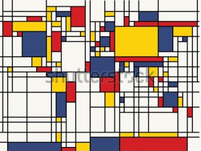 Papier peint  The world map in colorful Mondrian style pattern