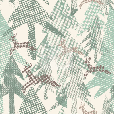 Papier peint  Thème de la forêt avec des cerfs, Le lien mène au fond d'écran