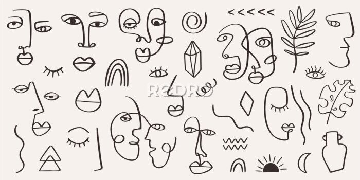 Papier peint  Thème graphique avec des visages de personnes