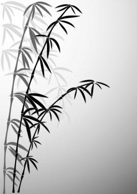 Papier peint  Thème noir et blanc avec bambou