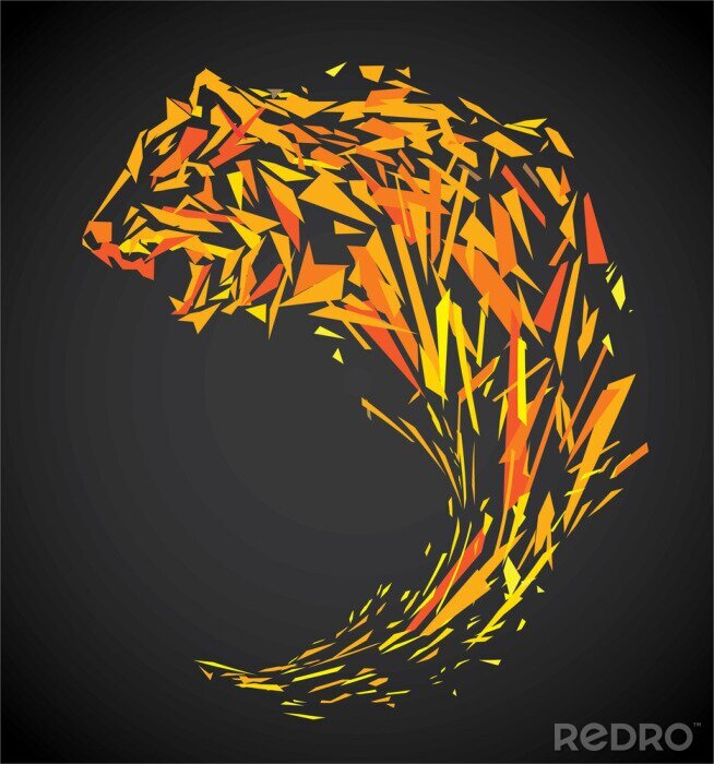 Papier peint  Tigre 3D orange et jaune