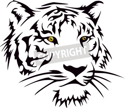 Papier peint  Tigre avec les yeux jaunes