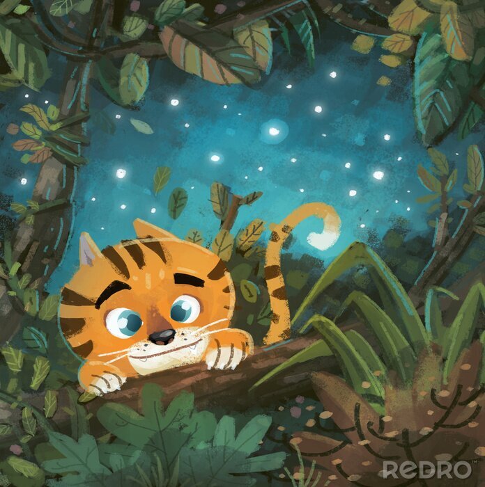 Papier peint  Tigre dans la forêt pour les enfants
