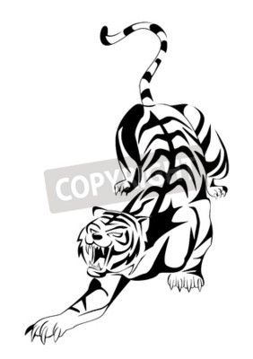 Papier peint  Tigre en position d'attaque