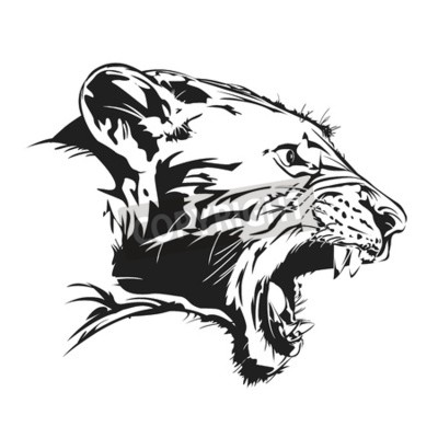 Papier peint  Tigre sauvage qui rugit