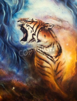 Tigre sur fond cosmos