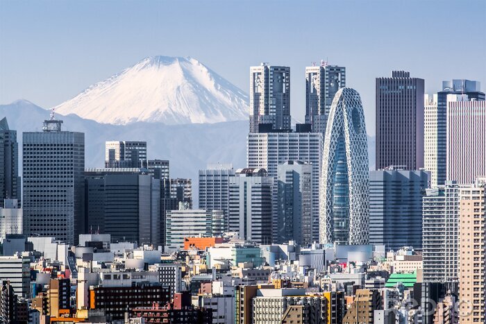 Papier peint  Tokyo et bâtiments montagne en arrière-plan