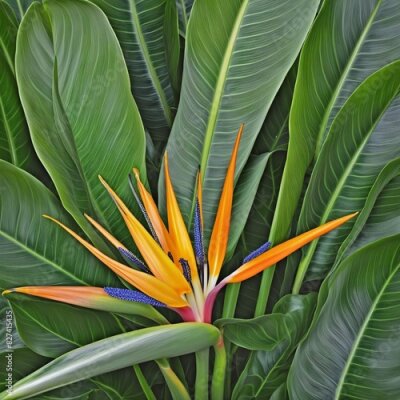 Papier peint  Top view of Strelitzia reginae - Crane Flower - graphic wall paper
