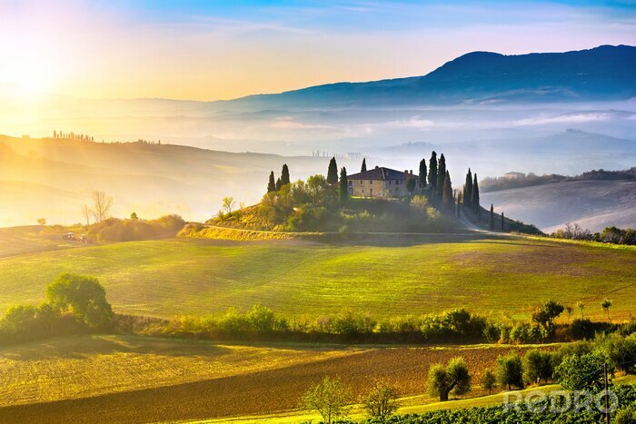 Papier peint  Toscane au lever du soleil