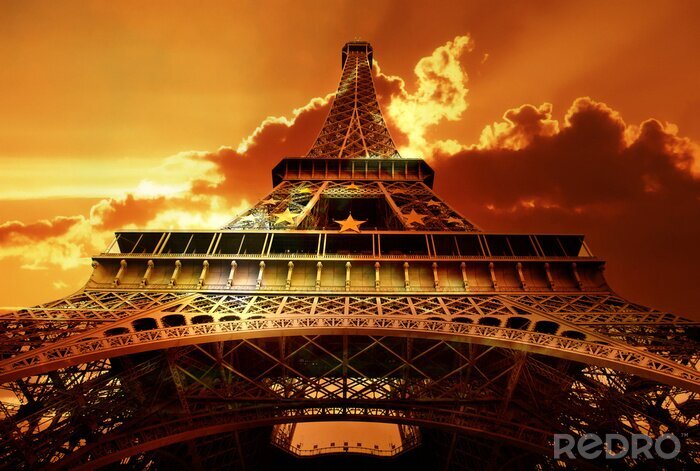 Papier peint  Tour Eiffel au coucher du soleil
