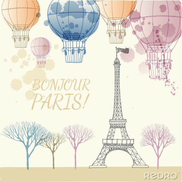 Papier peint  Tour Eiffel avec ballons