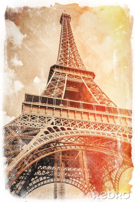 Papier peint  tour Eiffel carte postale, Paris