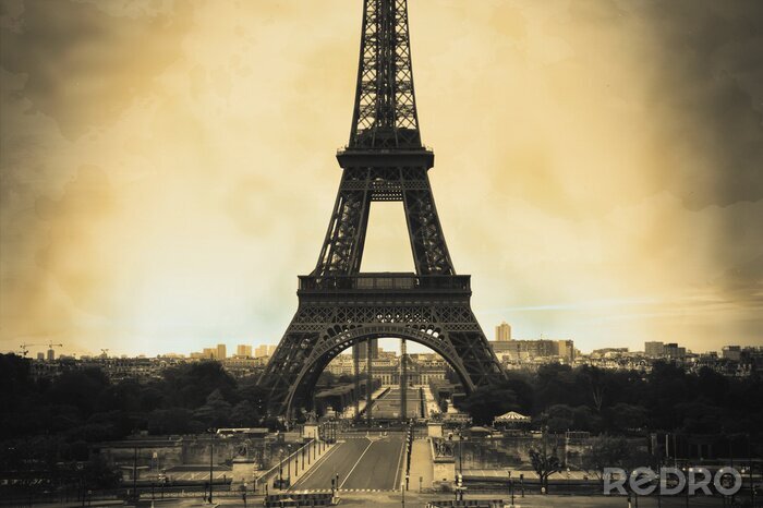 Papier peint  Tour Eiffel sépia style retro vintage /