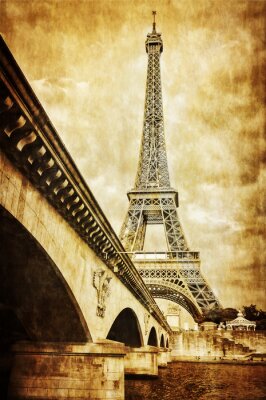 Tour Eiffel vintage de vue rétro de la Seine, Paris