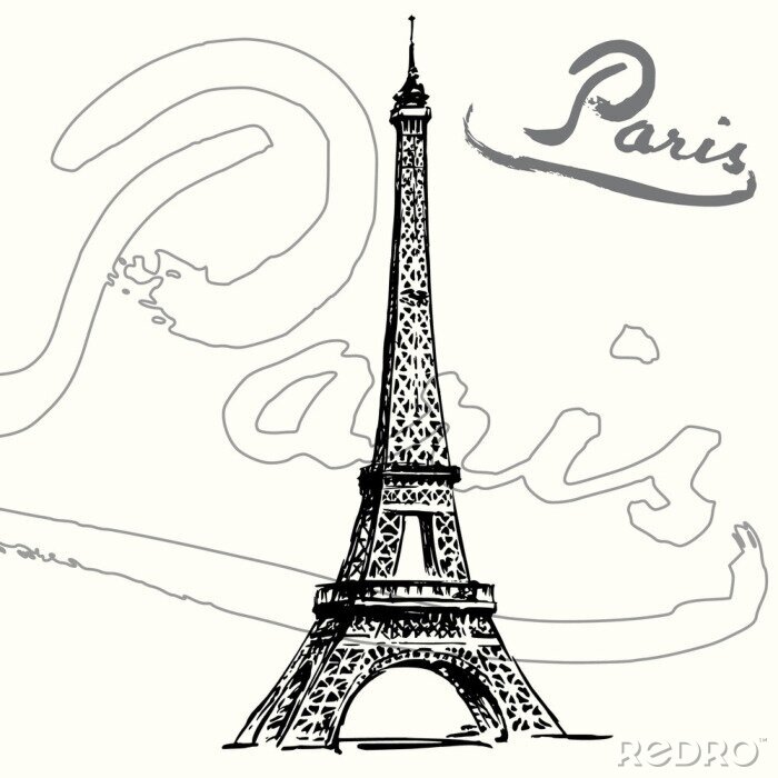 Papier peint  tour eiffel vintage paris
