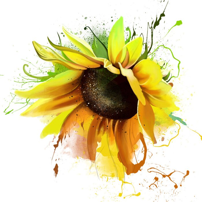 Papier peint  Tournesol sur une composition artistique