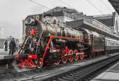 Papier peint  Train à vapeur ancien style rétro