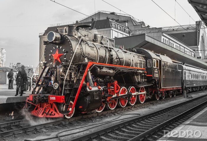 Papier peint  Train à vapeur ancien style rétro