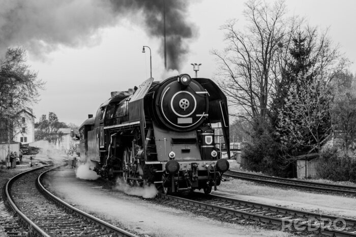 Papier peint  Train à vapeur avec un effet 3D