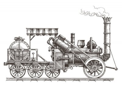 Papier peint  Train à vapeur croquis