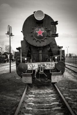 Papier peint  Train à vapeur d'époque noir